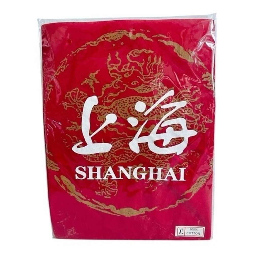 Shanghai Zongmin Mens Red Dragon T-Shirt XL Gold Chinese Cotton Short Sleeve NIP